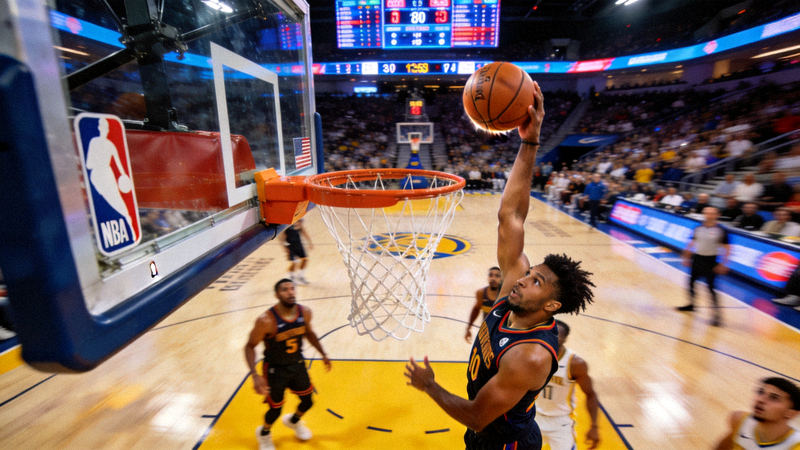 NBA篮球比赛直播，球员投篮瞬间
